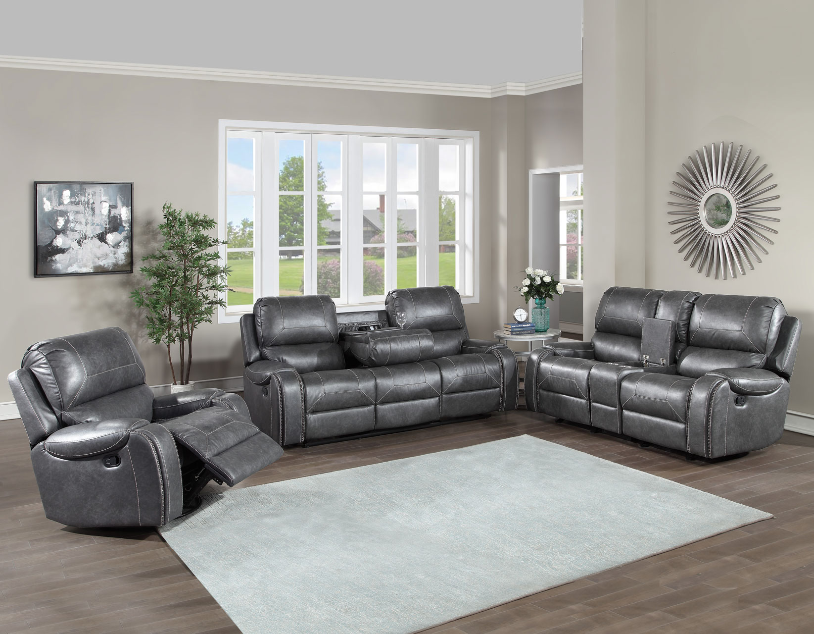 grey reclining sofa set