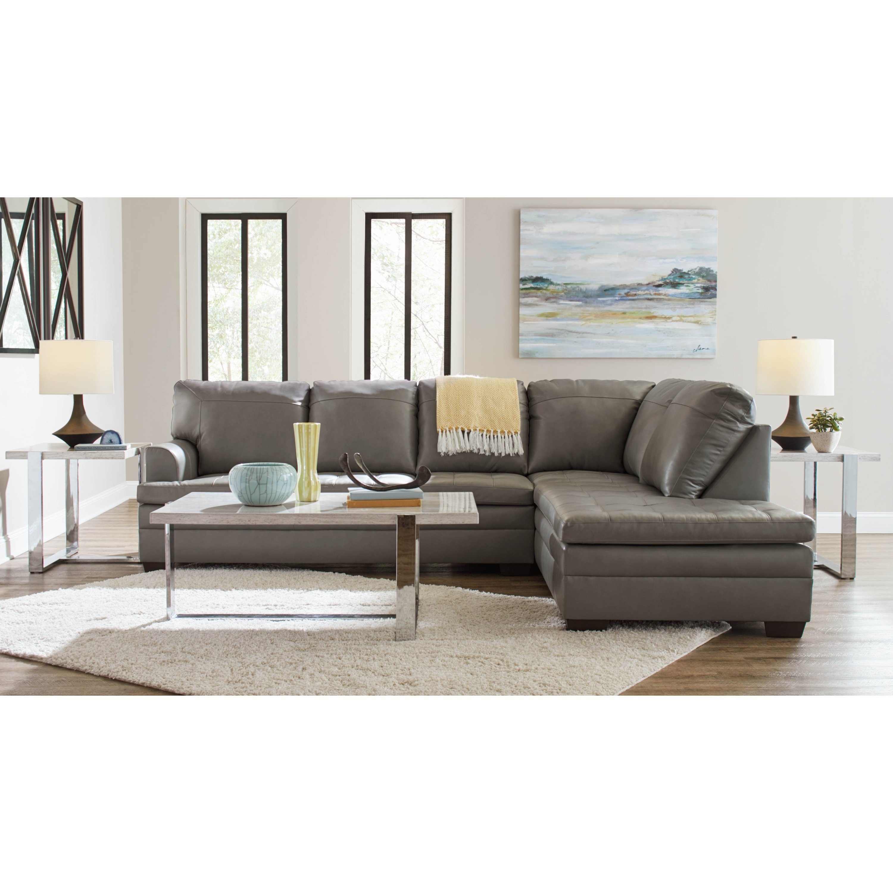 2110 SOFT TOUCH SILVER SECTIONAL