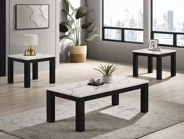 4170 IVY 3PK FAUX MARBLE WHITE COCKTAIL SET